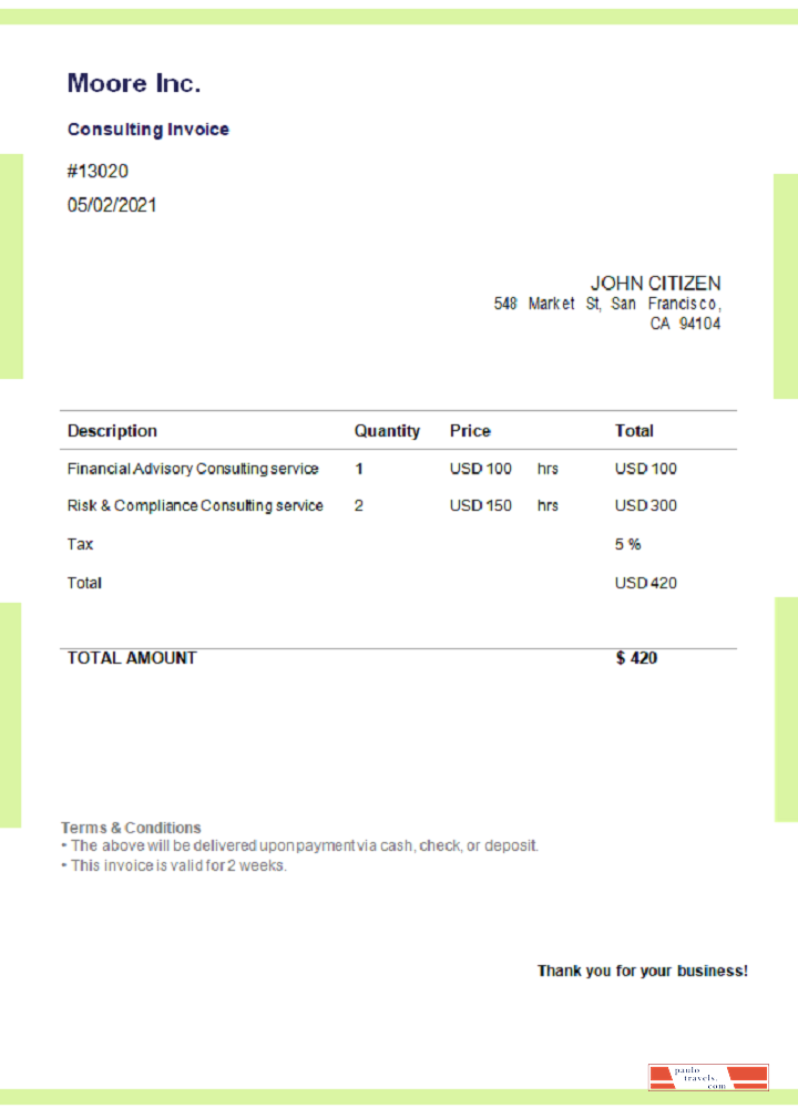 USA Moore Inc. invoice PSD template